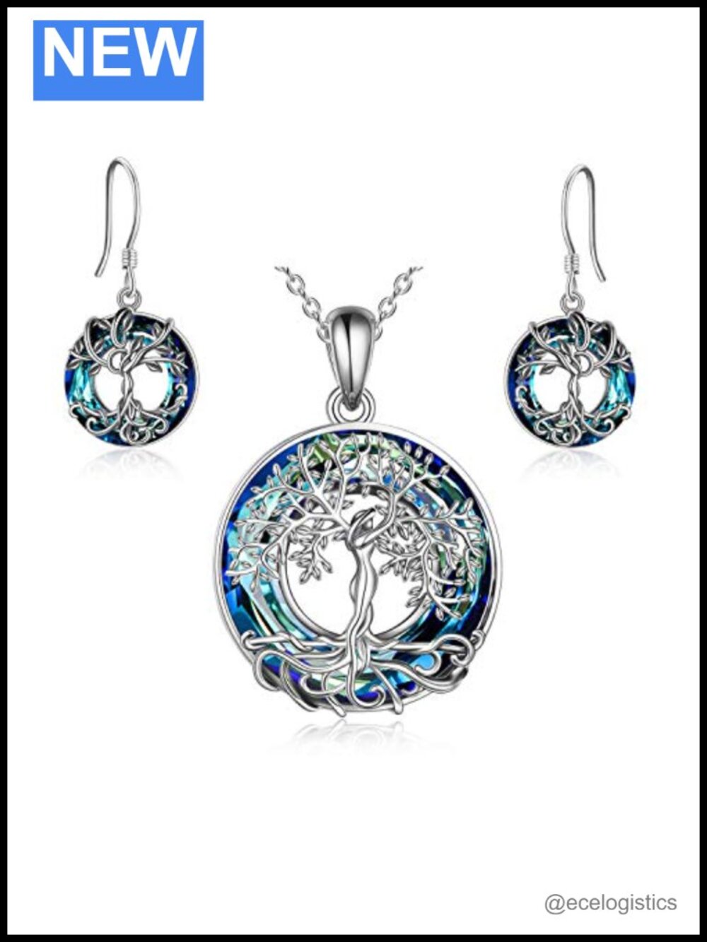 Tree of Life 925 Sterling Silver Pendant Necklace and Earrings Set